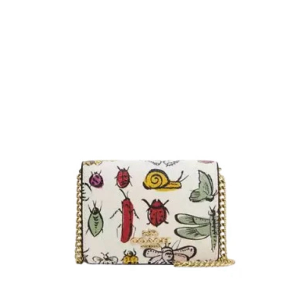 Coach White Mini Bag with Whimsical Insect Print